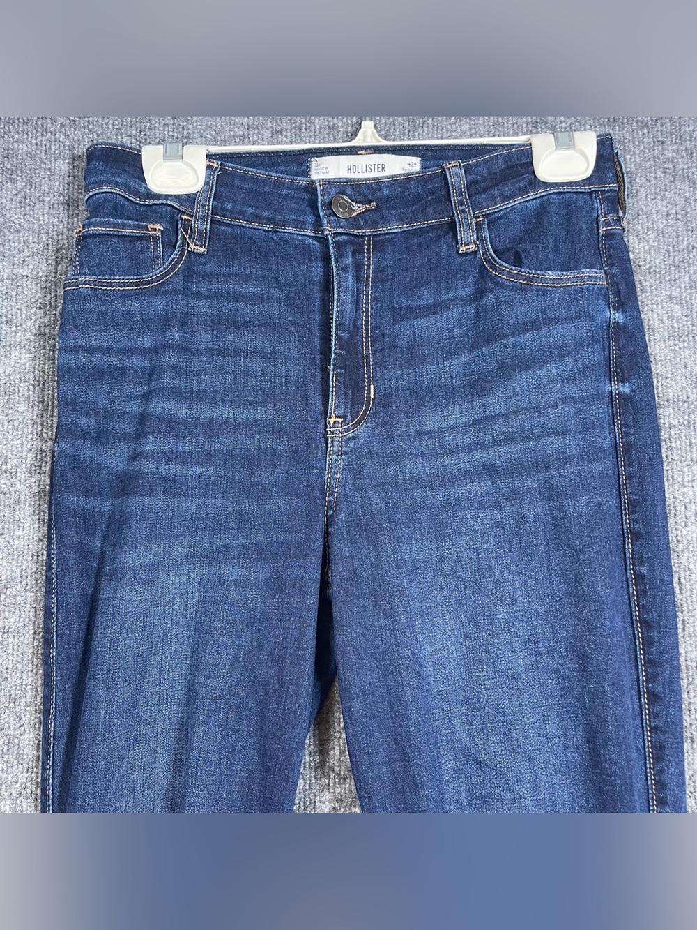 Hollister Womens 8R W29 High Rise Flare Dark Wash Distressed Jeans Stretch Y2K - Picture 3 of 9